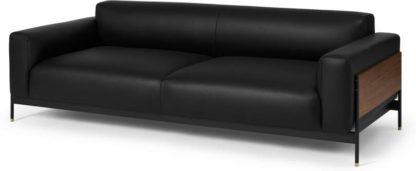 An Image of Presley 3 Seater Sofa, Denver Black Leather