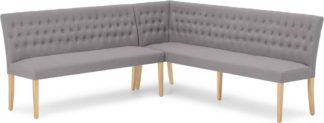 An Image of Flynn Left Hand Facing Corner Dining Bench, Graphite Grey with Birch Legs