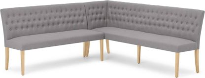 An Image of Flynn Left Hand Facing Corner Dining Bench, Graphite Grey with Birch Legs