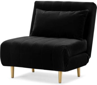 An Image of Bessie Single Sofa Bed, Deep Black Velvet