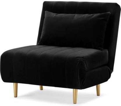 275060ba15a255975cd0dc853ee9e5d38a75cf5dfa352c18cfdd4ab5fb3f985b.jpg An Image of Bessie Single Sofa Bed, Deep Black Velvet