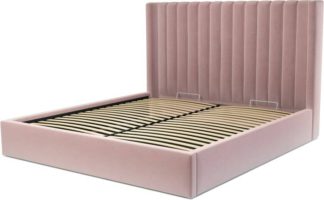 An Image of Custom MADE Cory Super King size Bed with Ottoman, Heather Pink Velvet