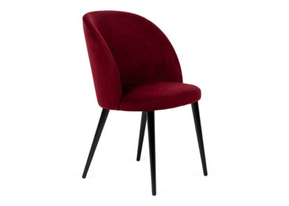 An Image of Heal's Austen Dining Chair Plush Velvet Burgundy Black Leg