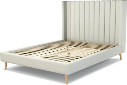 An Image of Custom MADE Cory King size Bed, Putty Cotton with Oak Legs