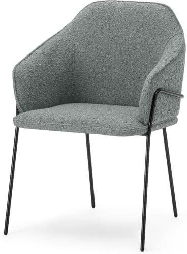 An Image of Stanley Carver Dining Chair, Steel Boucle & Black