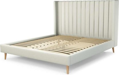 An Image of Custom MADE Cory Super King size Bed, Putty Cotton with Oak Legs