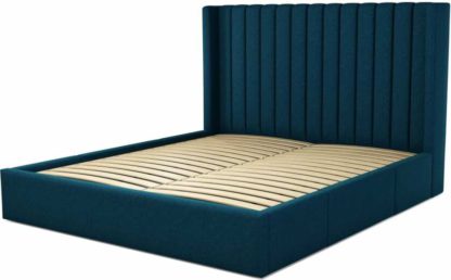 An Image of Custom MADE Cory Super King size Bed with Drawers, Navy Wool