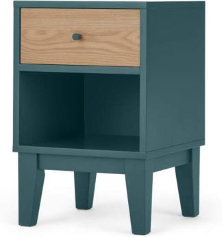 An Image of Ralph Bedside Table, Oak & Teal
