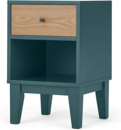 An Image of Ralph Bedside Table, Oak & Teal