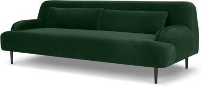 An Image of Giselle 3 Seater Sofa, Pine Green Velvet