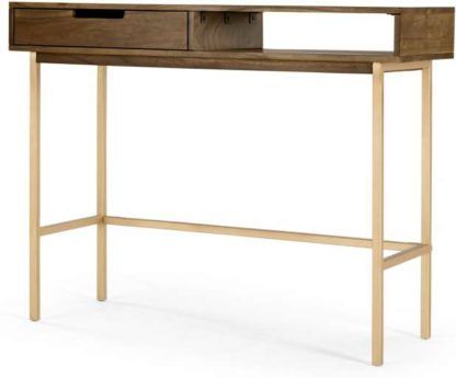 An Image of Tayma Console Table, Acacia Wood & Brass