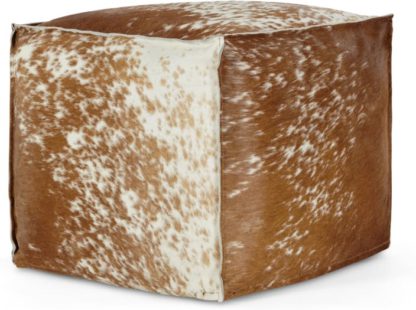 An Image of Kirby Square Pouffe, Cowhide Leather