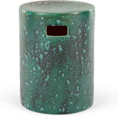 An Image of Sacha Reactive Glaze Decorative Stool, Turquoise