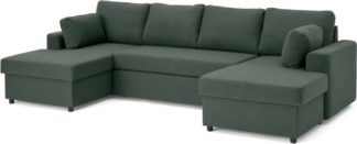 An Image of Aidian Large Corner Sofa Bed with Storage, Woodland Green