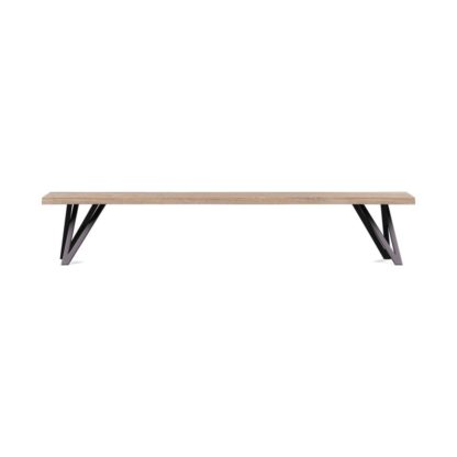 38647ecf62148509d63602529a193cef025ae5a92a969915b33fad6e5ab86797.jpg An Image of Heal's Vienna Bench 160x35cm Blonde Oiled Oak Natural Edge Filled