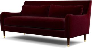 An Image of Content by Terence Conran Oksana 3 Seater Sofa, Plush Burgundy Velvet with Dark Wood Brass Leg