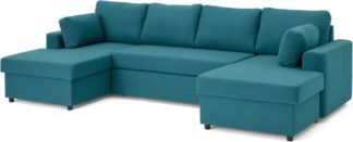 An Image of Aidian Large Corner Sofa Bed with Storage, Mineral Blue