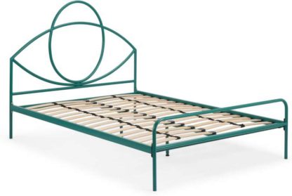 An Image of Josefa Double Bed, Teal Metal