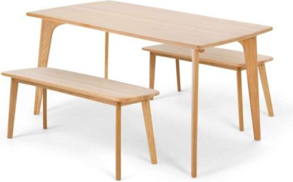 An Image of Fjord Dining Table and Bench Set, Oak