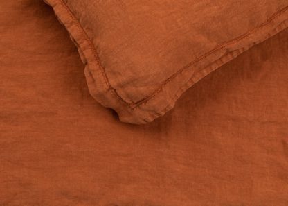 An Image of Heal's Washed Linen Cinnamon Duvet Cover Double