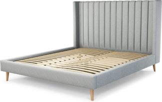 An Image of Custom MADE Cory Super King size Bed, Wolf Grey Wool with Oak Legs