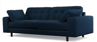 An Image of Content by Terence Conran Tobias, 3 Seater Sofa, Plush Indigo Velvet, Dark Wood Leg