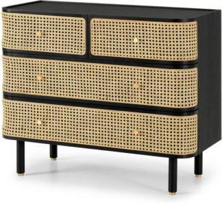 An Image of Ankhara Chest of Drawers, Rattan & Black Stain Oak