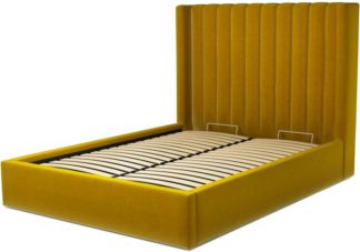 An Image of Custom MADE Cory Double size Bed with Ottoman, Saffron Yellow Velvet