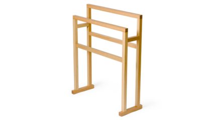 An Image of Wireworks Wooden Freestanding Towel Rail Natural Oak Large