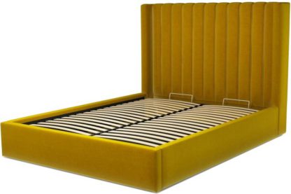 An Image of Custom MADE Cory King size Bed with Ottoman, Saffron Yellow Velvet