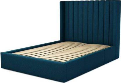 An Image of Custom MADE Cory Double size Bed with Drawers, Navy Wool