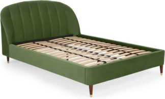An Image of Margot King Size Bed, Meadow Green Velvet & Dark Stain Brass Legs