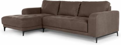 An Image of Luciano Left Hand Facing Corner Sofa, Texas Charcoal Grey Leather