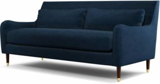 An Image of Content by Terence Conran Oksana 3 Seater Sofa, Plush Indigo Velvet with Dark Wood Brass Leg