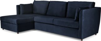 An Image of Milner Left Hand Facing Corner Storage Sofa Bed with Foam Mattress, Regal Blue Velvet