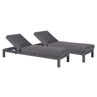 An Image of Stockholm Garden Sunlounger Set in Aluminium and Charcoal