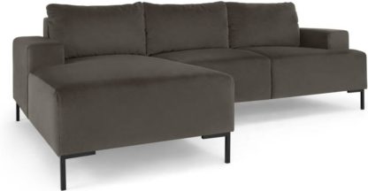 4bb70772bd4ecce79517dd51e58b7bea0360863198a394b5437477f36294650c.jpg An Image of Frederik 3 Seater Left Hand Facing Compact Corner Chaise End Sofa, Otter Velvet