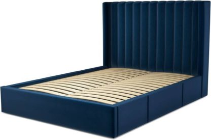 An Image of Custom MADE Cory King size Bed with Drawers, Regal Blue Velvet