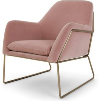 An Image of Frame Accent Armchair, Blush Pink Cotton Velvet