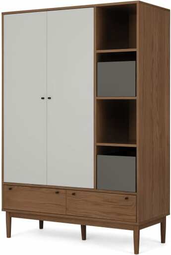 An Image of Campton Triple Wardrobe, Dark Stain Oak & Grey