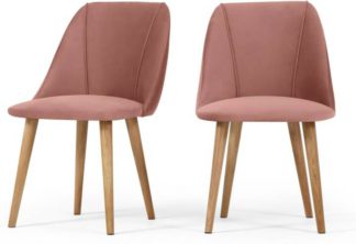 An Image of Lule Set of 2 Dining Chairs, Blush Pink Velvet