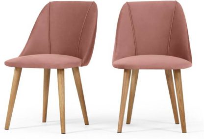 An Image of Lule Set of 2 Dining Chairs, Blush Pink Velvet