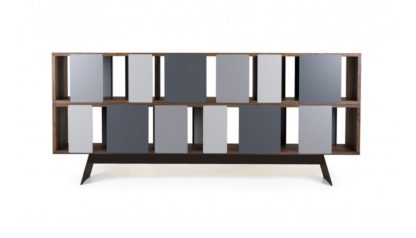 An Image of De La Espada Different Trains Wide 3-Tier Cabinet Walnut