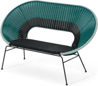 An Image of Yuri Garden Bench, Multi Woven Teal & Black