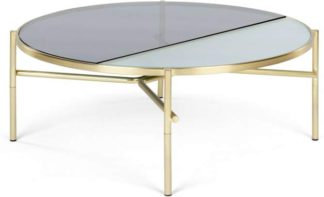 An Image of Stanley Coffee Table, Smoked Rippled Glass and Brass