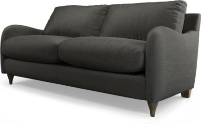 An Image of Custom MADE Sofia 2 Seater Sofa, Plush Asphalt Velvet with Light Wood Legs