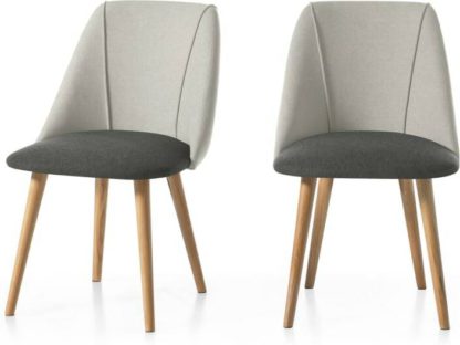 An Image of Set of 2 Lule Dining Chairs, Marl and Hail Grey and Oak