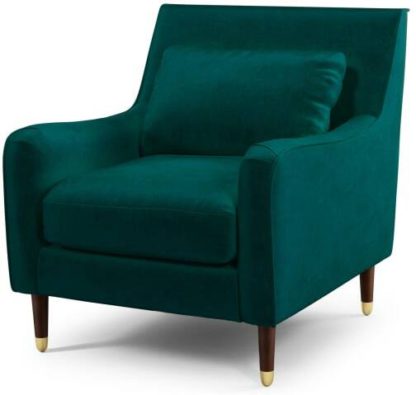 An Image of Content by Terence Conran Oksana Armchair, Plush Mallard Velvet with Dark Wood Brass Leg