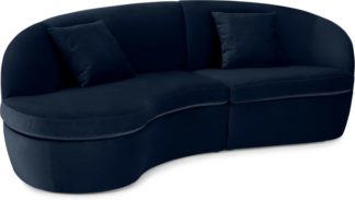 An Image of Reisa Left Hand Facing Chaise End Sofa, Ink Blue Velvet