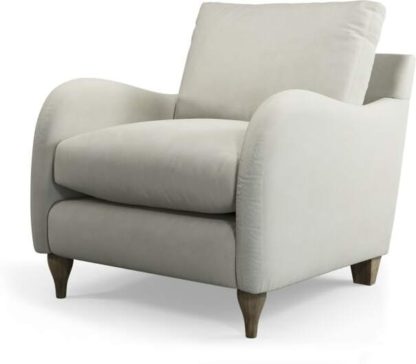 An Image of Custom MADE Sofia Armchair, Plush SIlver Velvet with Light Wood Leg